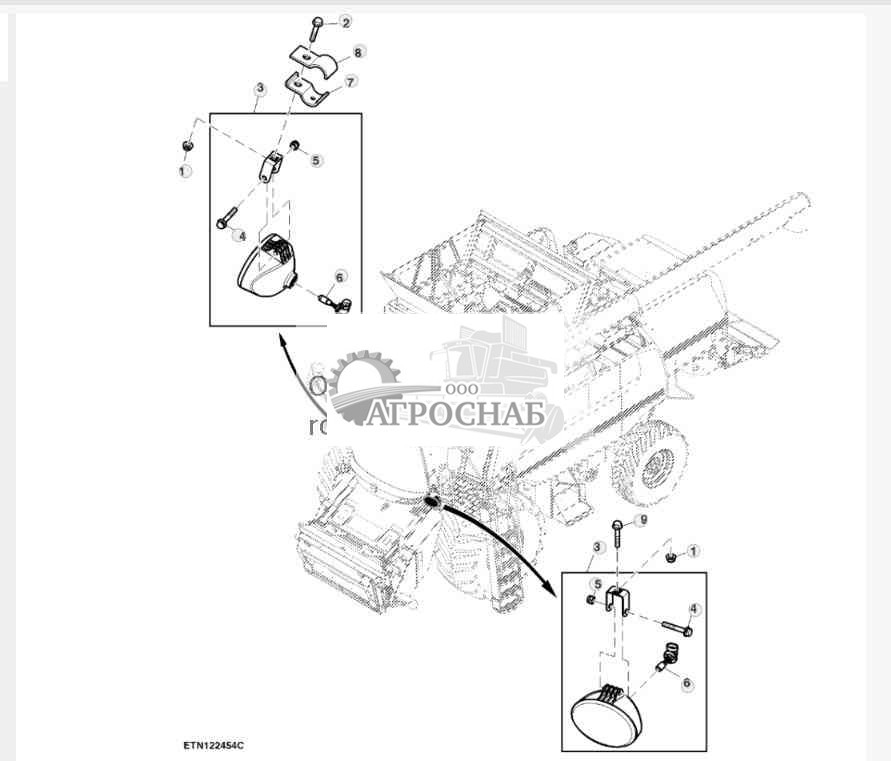 Лампы прожектора и освещения стерни 